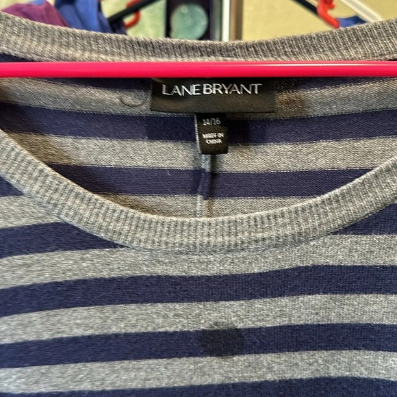 Lane Bryant Gray & Blue Striped L/S sweater with polka dots 14/16 - Picture 3 of 3